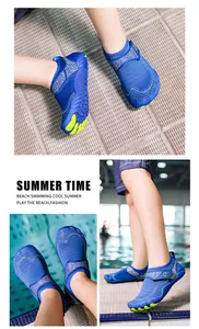 Detail of children's breathable water shoes with hook-and-loop strap and anti-slip sole