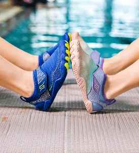 Detail of quick-dry water shoes with non-slip soles and velcro straps for kids