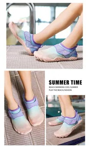 Detail view of non-slip rubber sole and breathable mesh on children aqua shoes