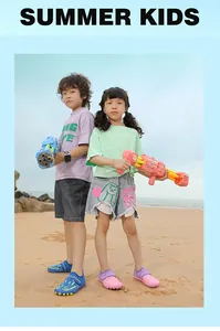 Calzado de playa para niños de secado rápido con velcro y punta reforzada de seguridad