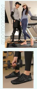 Détail de chaussures de fitness respirantes avec semelles antidérapantes pour le sport