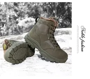 Detailed view of winter outdoor boot with warm faux fur lining and non-slip rubber sole