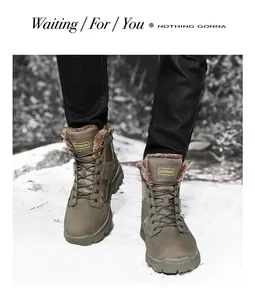 Detailed view of men's outdoor winter boot featuring thick fleece lining for warmth