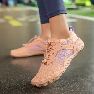 Chaussures d'eau respirantes orange-rose avec semelle en caoutchouc antidérapante et cordon