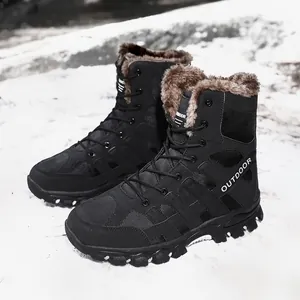 Men's Outdoor Tactical Combat Boots High Top Winter Snow Boots Fleece Lined Warm Anti-Slip Desert Boots For Hiking Climbing Trekking