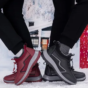 Stivali da Neve Caldi Invernali Per Uomo Donna Outdoor Impermeabili Antiscivolo Scarpe da Trekking Fodera in Pelliccia Rosso Nero Grigio