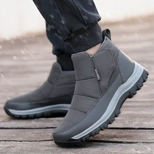 Bottes de neige d'hiver imperméables gris foncé avec semelles épaisses antidérapantes
