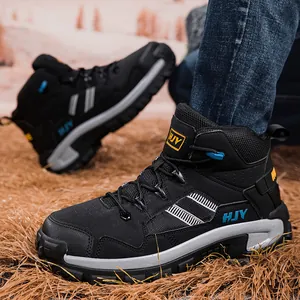 Stivali da Trekking Tattici da Uomo Outdoor Mid-Cut Traspiranti in Pelle Sintetica e Rete Scarpe da Trekking Antiscivolo