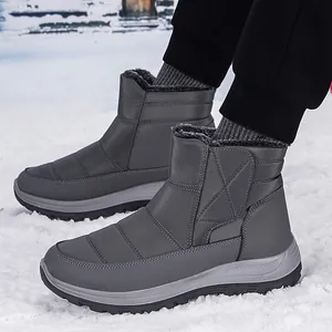 Damen Herren Winter Schneestiefel Wasserdicht Gestepptes Obermaterial Dickes Fleecefutter Rutschfeste Gummisohle Klettverschluss Stiefel