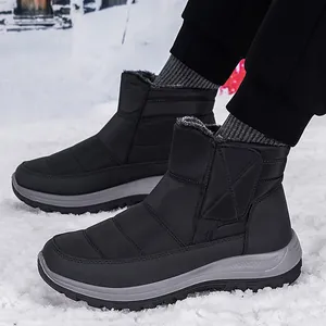 Wasserdichte schwarze hohe Winter-Schneestiefel mit warmem Fleecefutter und rutschfester Sohle