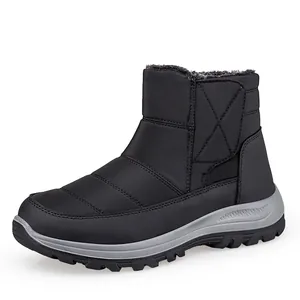Wasserdichte schwarze Winter-Schneestiefel mit warmem Kunstfellfutter und Rutschfeste Sohle