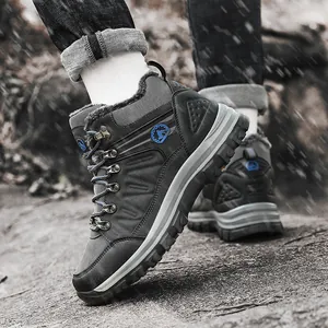 Botas altas de senderismo para hombre con forro polar y suela de goma antideslizante