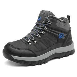 Botas de senderismo de invierno para hombre con forro de felpa y suelas de goma antideslizantes