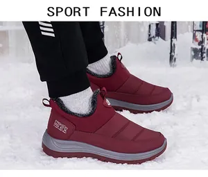 Détails de bottes de neige bordeaux imperméables avec doublure en fausse fourrure