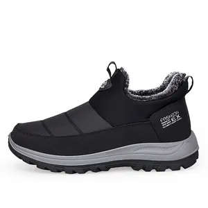 Bottes d'hiver hautes en cuir imperméables avec doublure chaude et semelles antidérapantes