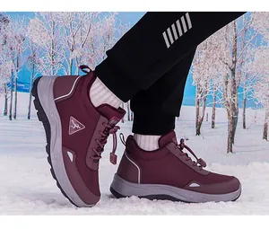 Outdoor waterproof hiking boots for couples with warm lining and non-slip sole in snow