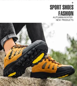 Macro shot of durable rubber outsole with anti-slip grip on outdoor hiking boots