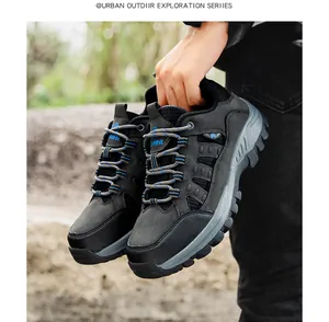 Detail view of durable non-slip rubber outsole and reinforced toe on trekking shoes