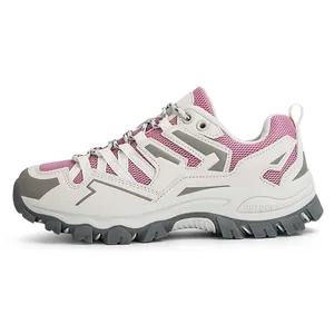 Scarpe da trekking da donna in mesh rosa e bianco con suole antiscivolo resistenti