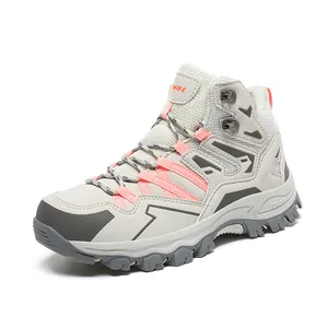 High-top outdoor hiking boots for men and women with anti-slip rubber soles and mesh upper