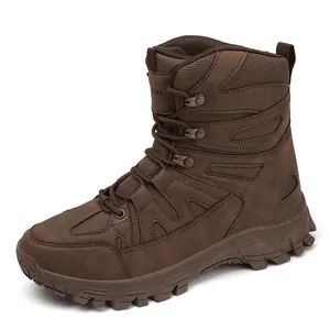 Braune hohe taktische Wanderstiefel mit Gummisohle und atmungsaktivem Mesh-Gewebe