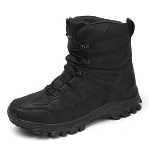 Schwarze taktische Wanderstiefel für Herren mit robuster Gummisohle für Outdoor-Sportarten