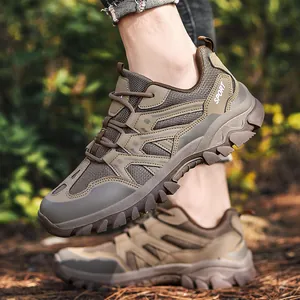 Scarpe da trekking traspiranti in mesh con suola in gomma robusta in colore kaki