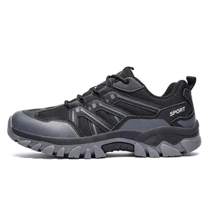 Scarpe da trekking traspiranti per uomo e donna in nero e grigio con scritte sportive