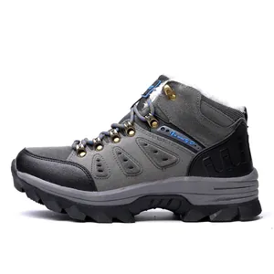Men's warm outdoor hiking boots with thick fleece lining and anti-slip rubber soles
