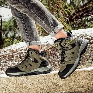 Winter Outdoor Hiking Boots Men Women Fleece Lined Warm Non Slip High Top Casual Snow Shoes For Walking Trekking