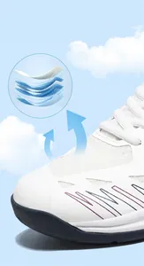 Détail de la maille respirante sur chaussures de sport blanches pour un confort maximal
