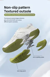 Macro view of the non-slip rubber outsole with arch support for volleyball shoes