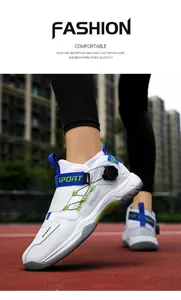 Vue détaillée des chaussures de sport blanches avec système BOA sur piste d'athlétisme