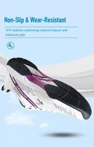 Détail de la semelle en nid d'abeille TPU violet antidérapante sur chaussure blanche