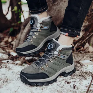 Men's thermal hiking boots with fleece lining and non-slip rubber soles for winter outdoors