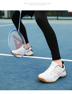 Close-up of professional non-slip indoor court shoes with breathable mesh and gum rubber sole