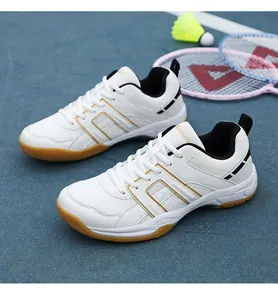 Detail view of indoor sports shoe showing mesh leather upper and anti-slip rubber sole