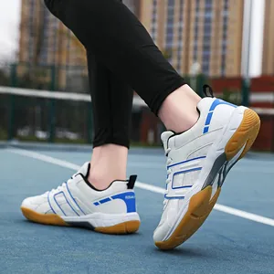 Professional Indoor Sports Shoes Breathable Mesh Synthetic Leather Anti-Slip Gum Rubber Sole Badminton Volleyball Training Sneakers
