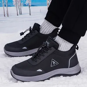 Winter non-slip thermal walking shoes for elderly women with plush lining and thick sole