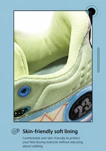 Detailed macro view of mint green sneaker breathable mesh lining and soft interior padding