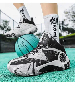 Detail of high-top basketball sneakers with lightning pattern and Mamba basketball