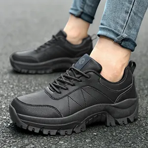 Women Men Casual Hiking Sneakers Platform Thick Sole Anti-Slip Wear-Resistant Outdoor Trekking Shoes Couple Style Versatile Walking Footwear
