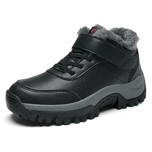 Bottes de neige noires imperméables avec doublure en fourrure et semelle antidérapante