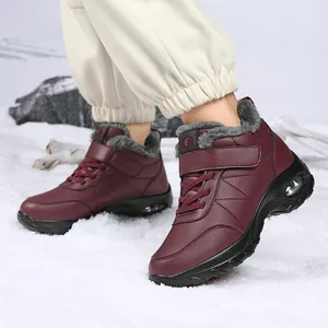 Bottes de neige montantes bordeaux avec doublure thermique et semelle à coussin d'air