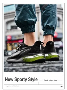 Detail of black breathable mesh sneaker featuring light green honeycomb cushioning heel