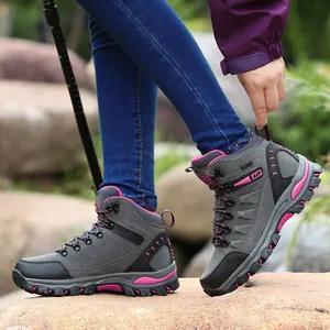Scarpe da Trekking all'Aperto Uomo Donna High Top Impermeabile Antiscivolo Resistente all'Usura in Pelle Nubuck Stivali da Alpinismo
