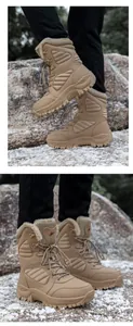 Detail of warm plush lining and thick anti-slip rubber outsole on khaki desert boots