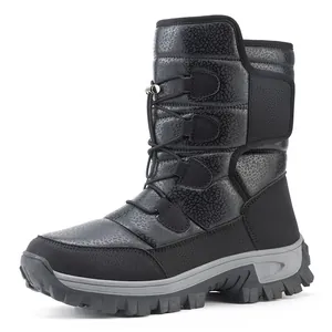 Waterproof black snow boots for men and women with thermal lining and non-slip rubber soles