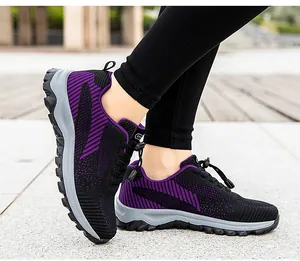 Close-up of non-slip rubber sole and breathable mesh on senior walking shoes