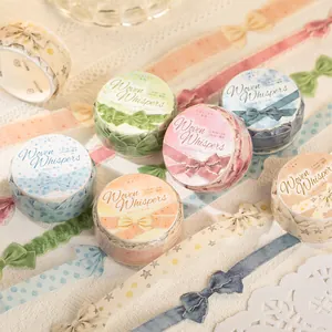Vintage Bowknot Die-cut Woven Texture Washi Tape For Journaling Scrapbooking DIY Creative Decorative Hand Account Supplies